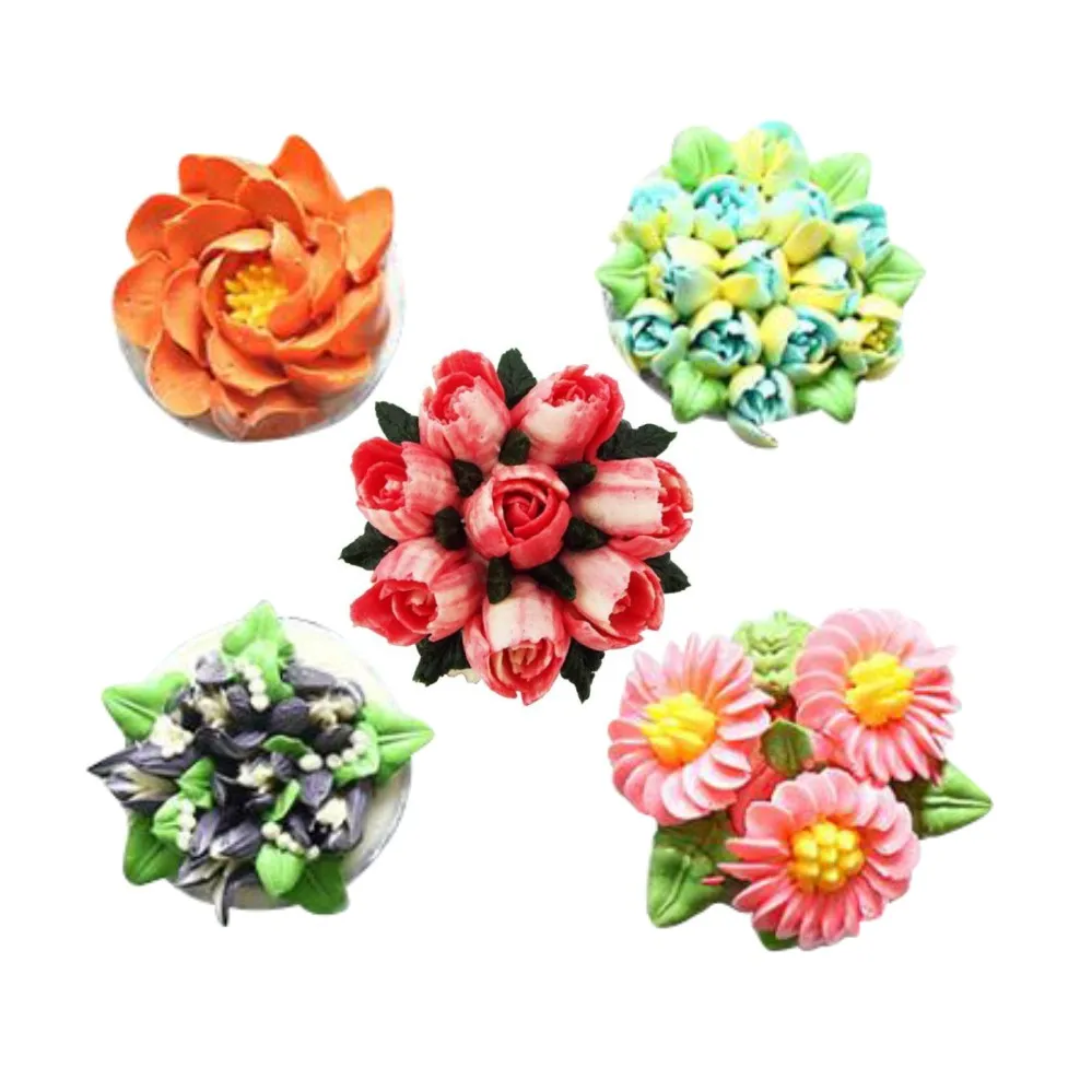 AK 17pcs Russian Icing Piping Nozzles Tulip Stainless Steel Pastry Tips Cupcake Decorations for Bakery Kitchenware