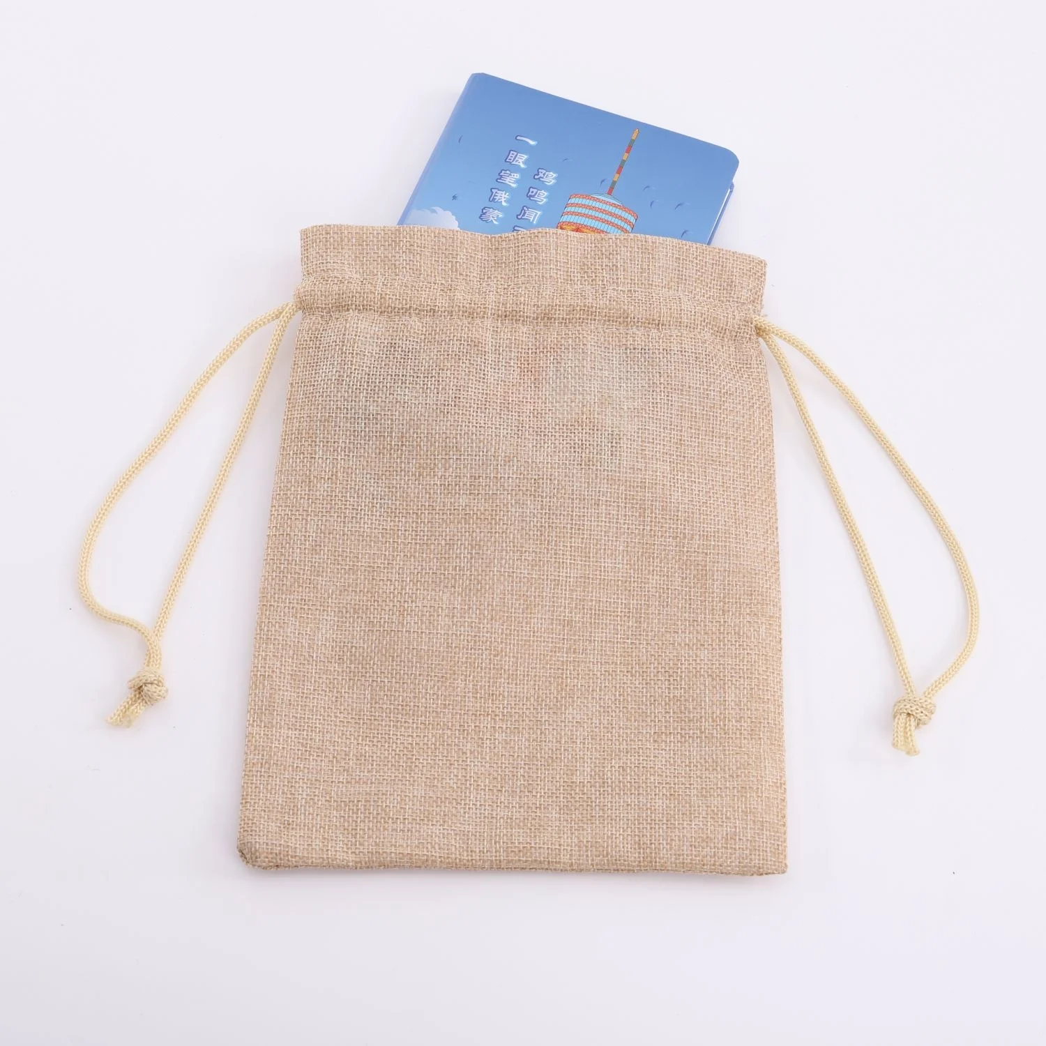 Hot Selling Custom Made Cheap Jute Small Pouch Drawstring Bag Gift bag