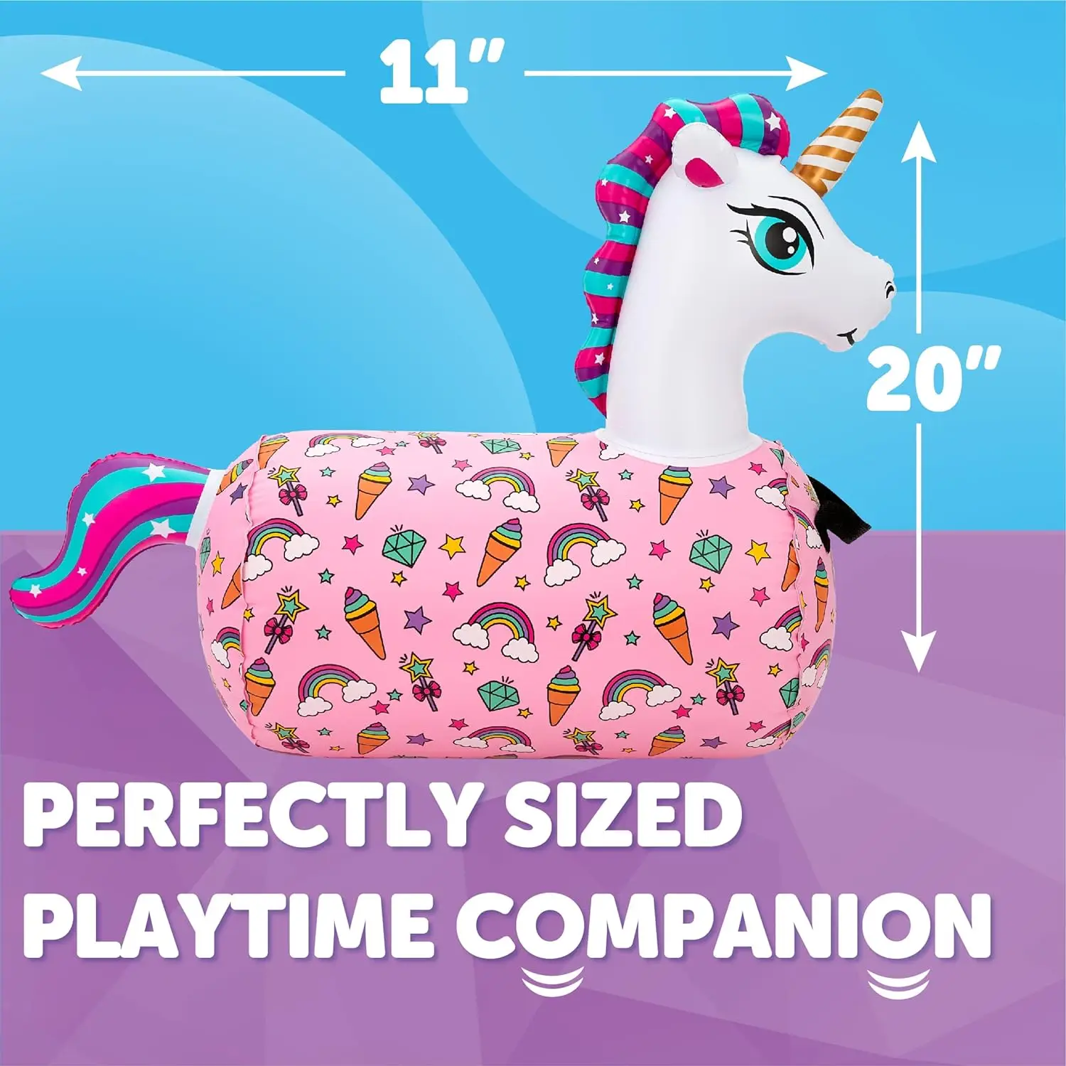 Hip Hopper Inflatable Hopping Animal Bouncer Fun Unicorn Ride-On for Kids