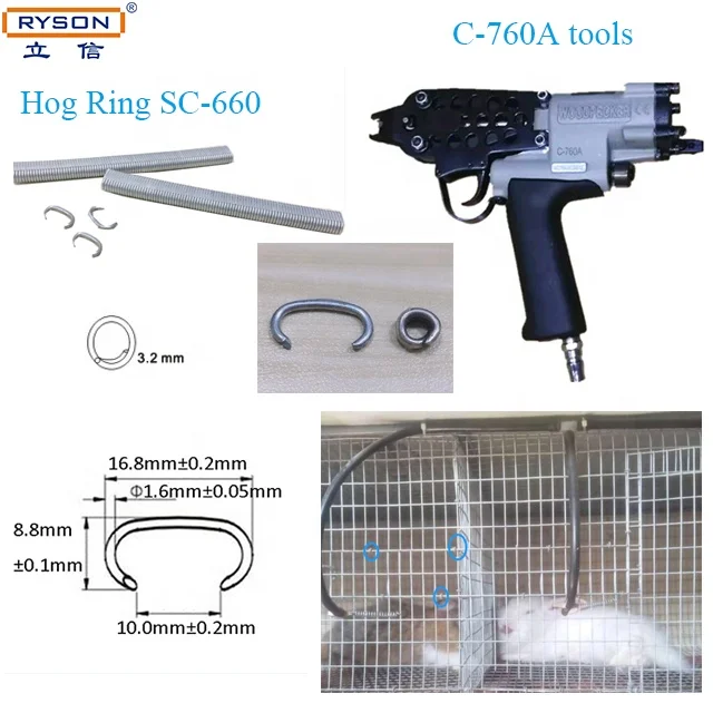 Foshan Ryson Galvanized Wire 15GA Staples Bostitch C24 Hog Ring Nails C-Clips for Pocket Spring Matress