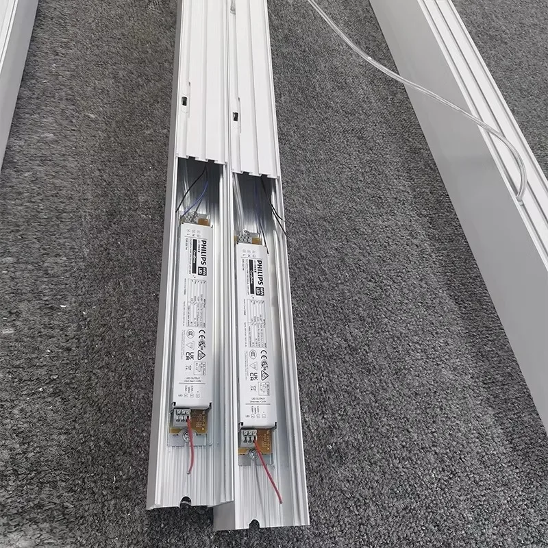 Modern Office LED Linear Light 2FT 4FT 8FT Triac Dimmable with DALI 0-10V Control Aluminum Pendant for Gym Workshop Classroom