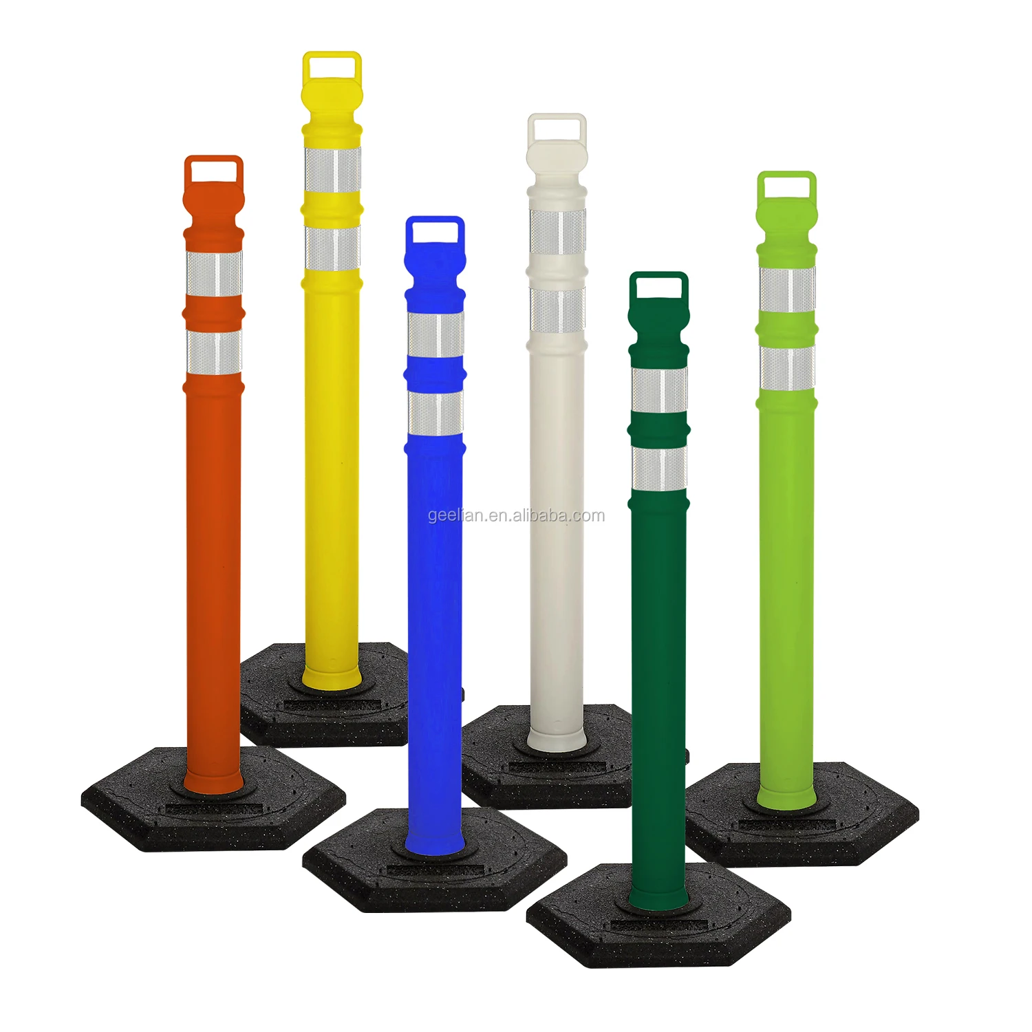 Road Safety Flexible Warning Post With Rubber Base Road Bollard Reflective Delineator Post Road Traffic Marker Post Bollard