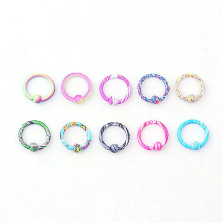 Stainless steel neon color CBR universal ring nose ring ear bone nail lip ring classic body piercing