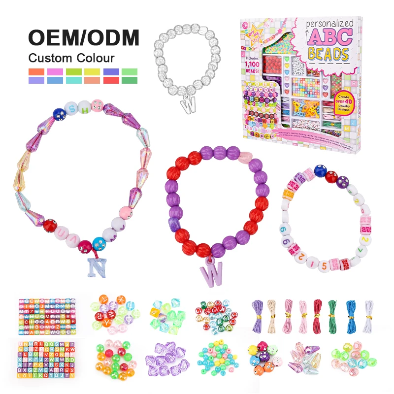 Leemook Kids DIY Bead Jewelry Making Kit Beads for Girls Toys Bead Art and Craft Kits DIY Bracelets Necklace Toy