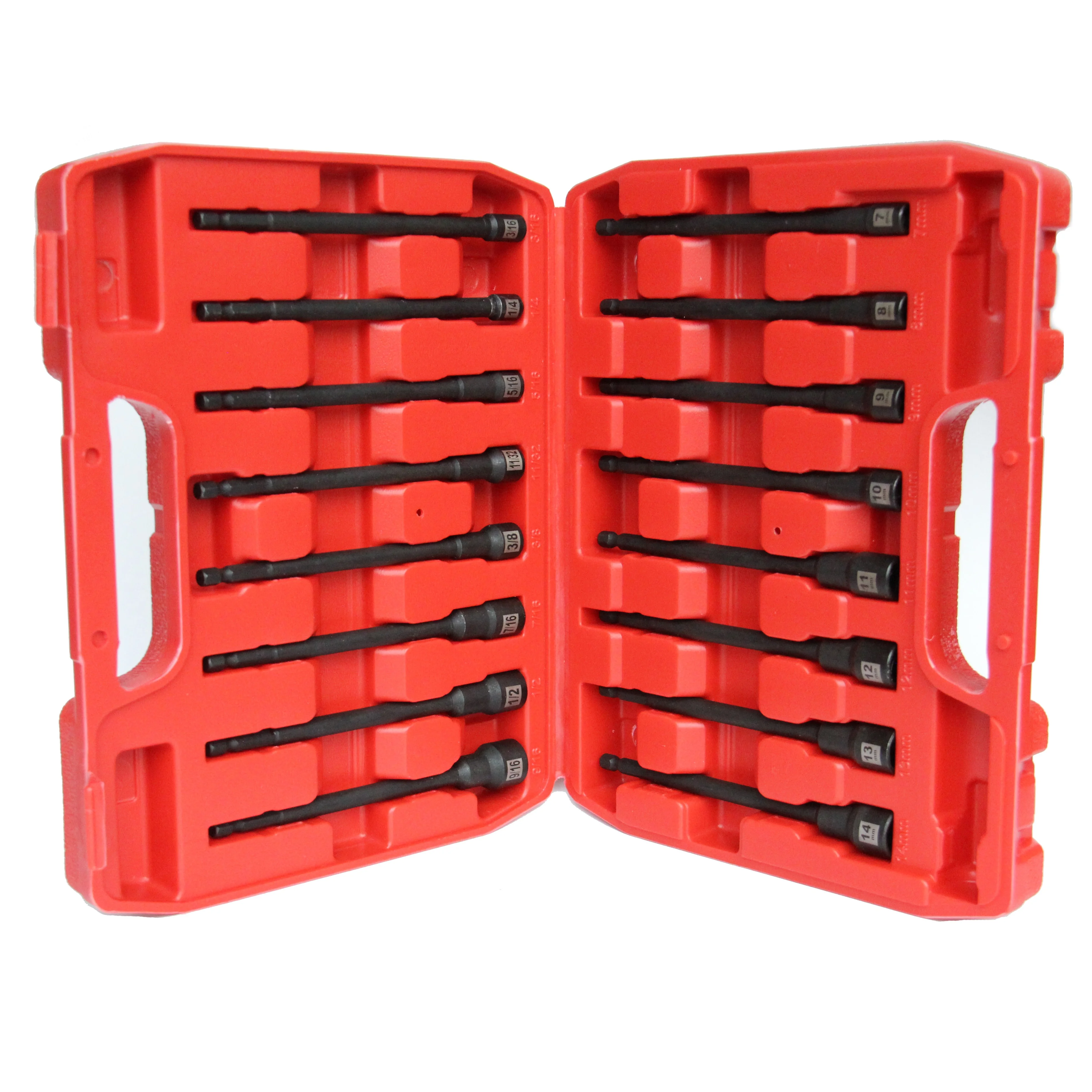 16 Pcs Power Nut Driver Set Impact Grade Magnetic Nut Setters 150MM