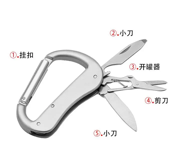 Multi-functional Mountaineering Buckle Camping Climbing Safety D Backpack Hook Outdoor Multifunctional Knife Cutting Open Tools