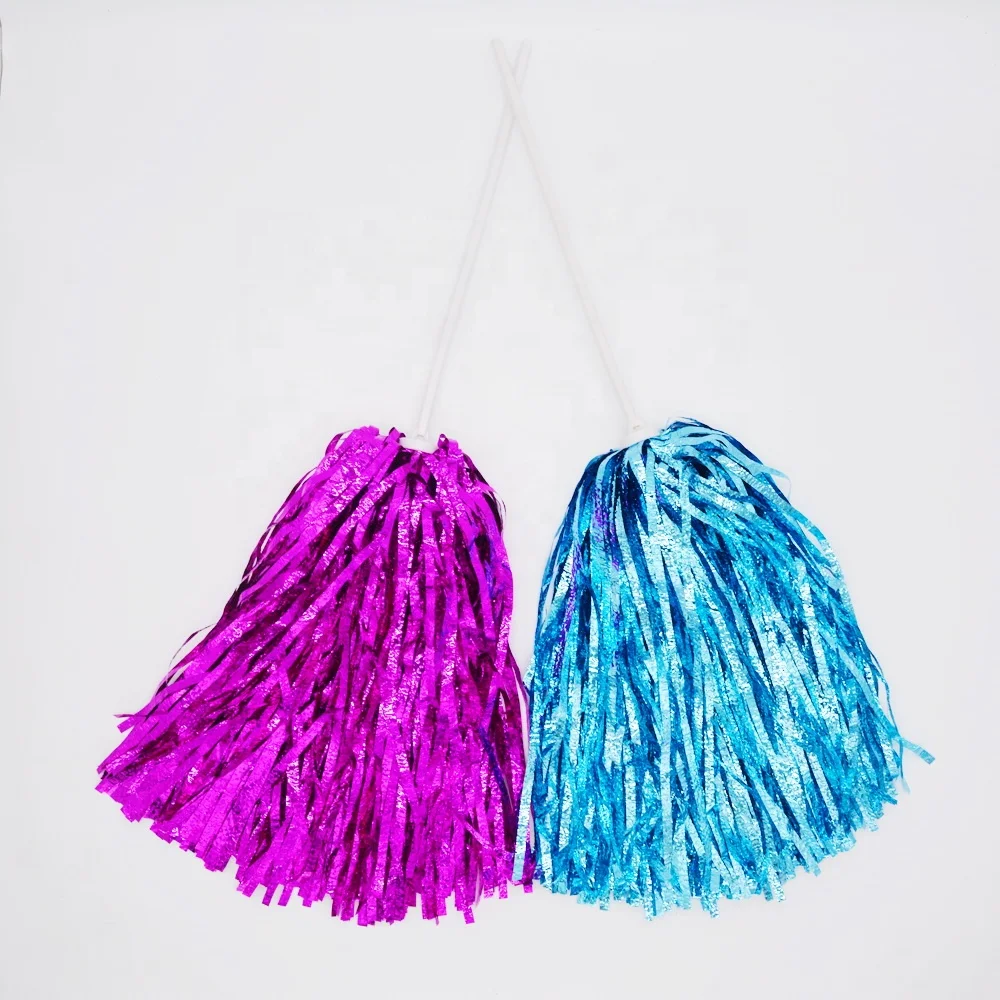 Wholesale Cheerleading Metallic Embossing Fluffy Cheer Pom Poms Team Spirits Pompoms