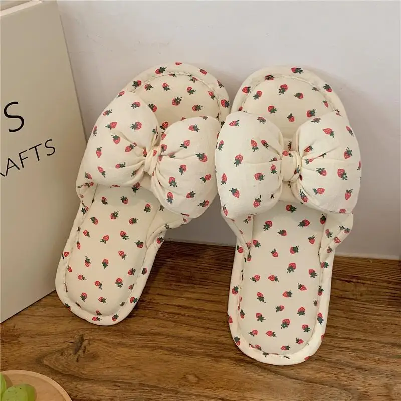 XIXITIAO linen ladies slippers high quality home female indoor summer bedroom beautiful cute girl bowknot slippers for women