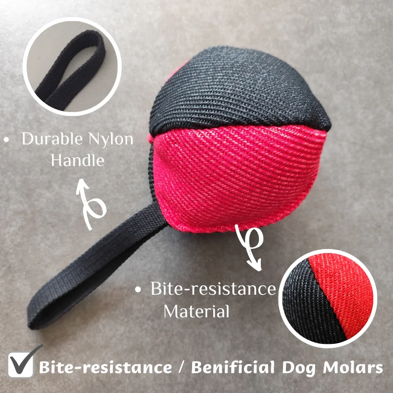 K9 Bite-resistant Nylon Dog Training Ball Toy Pillow Rope Handle Pet Training Tugs