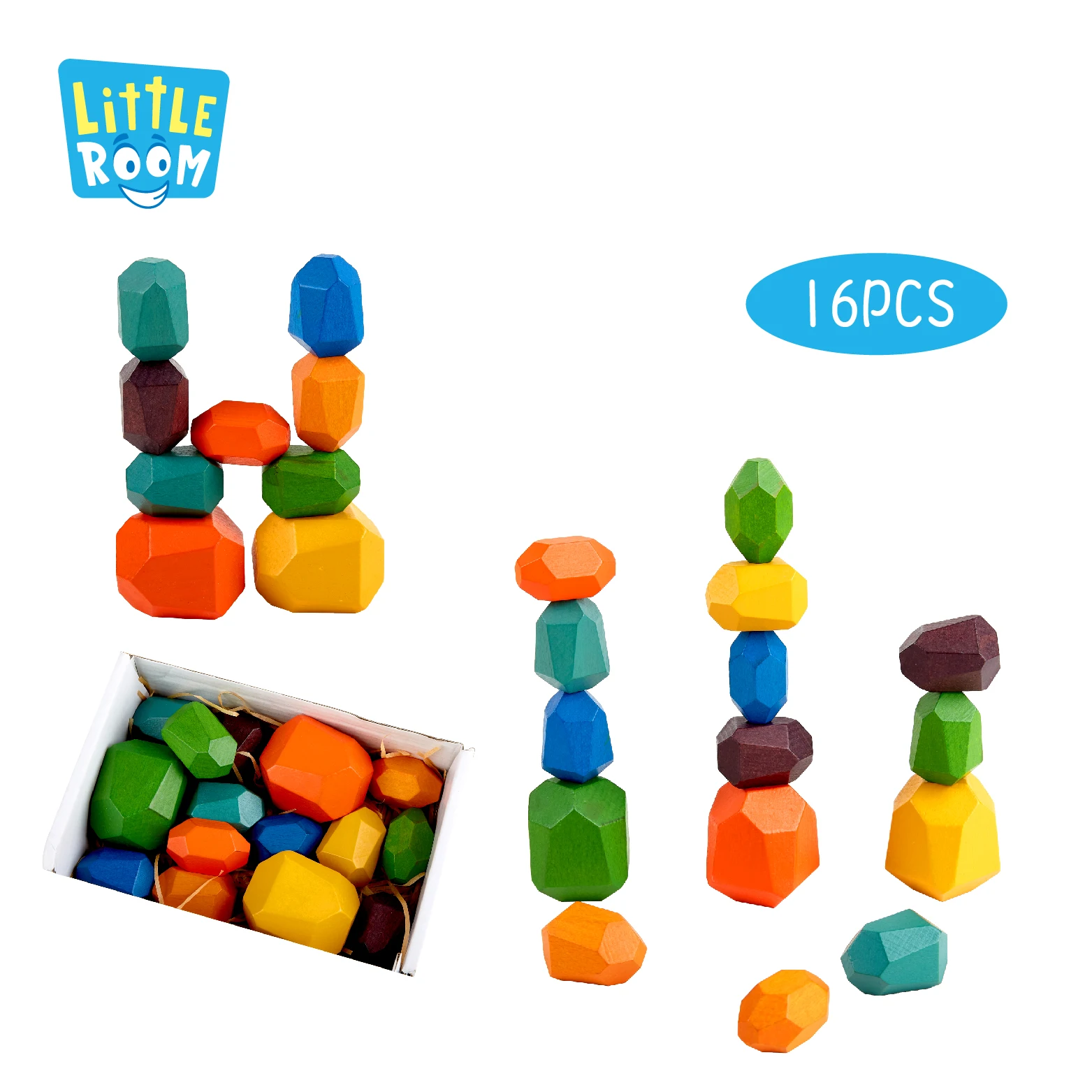 
Educational juguetes Children Gift Rainbow Stone Set Creative Montessori Wooden Balancing Building Blocks Stacking Toys For Kids 