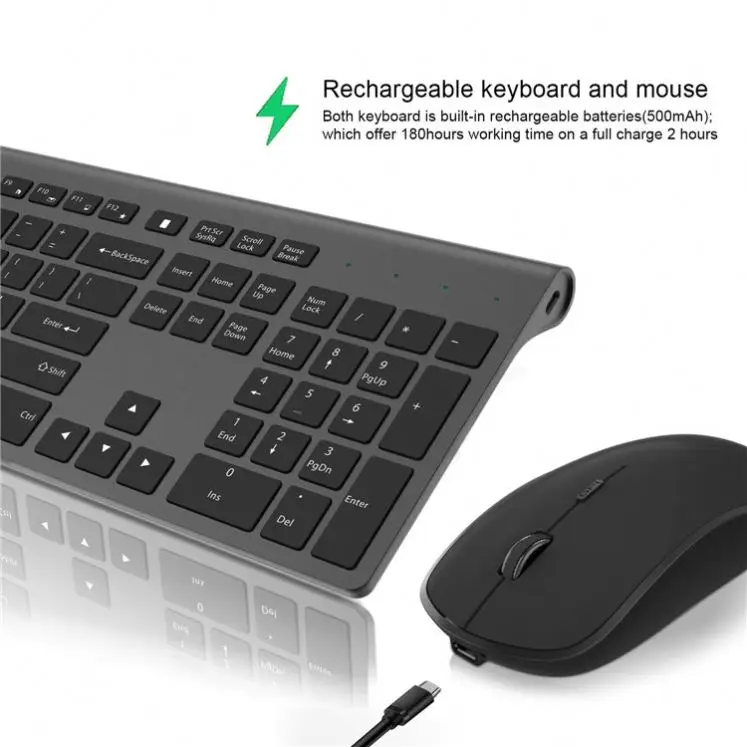 
Slim 2.4g Battery Powered Office Laptop PC Gaming Wireless Keyboard Mouse Combos lightweight Ergonomic Waterproof 