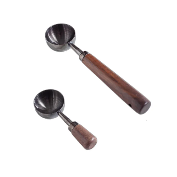 Stainless Steel Tablespoon Spoon and Scooper with Long Wooden Handles
