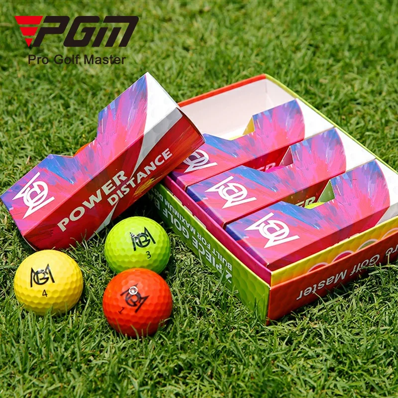 PGM Q029 custom logo 2 layer golf driving range balls colored practice 12pcs golf balls gift set box