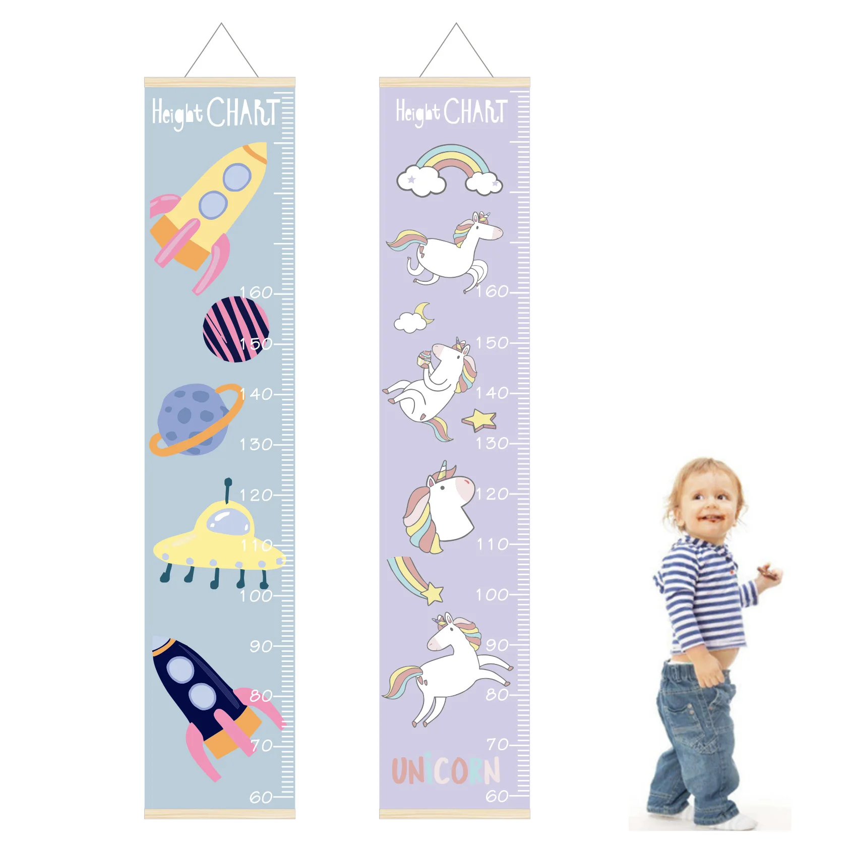 Scandinavian Style Kids Room Height Ruler Baby Growth Chart Removable Canvas Wall Hanging