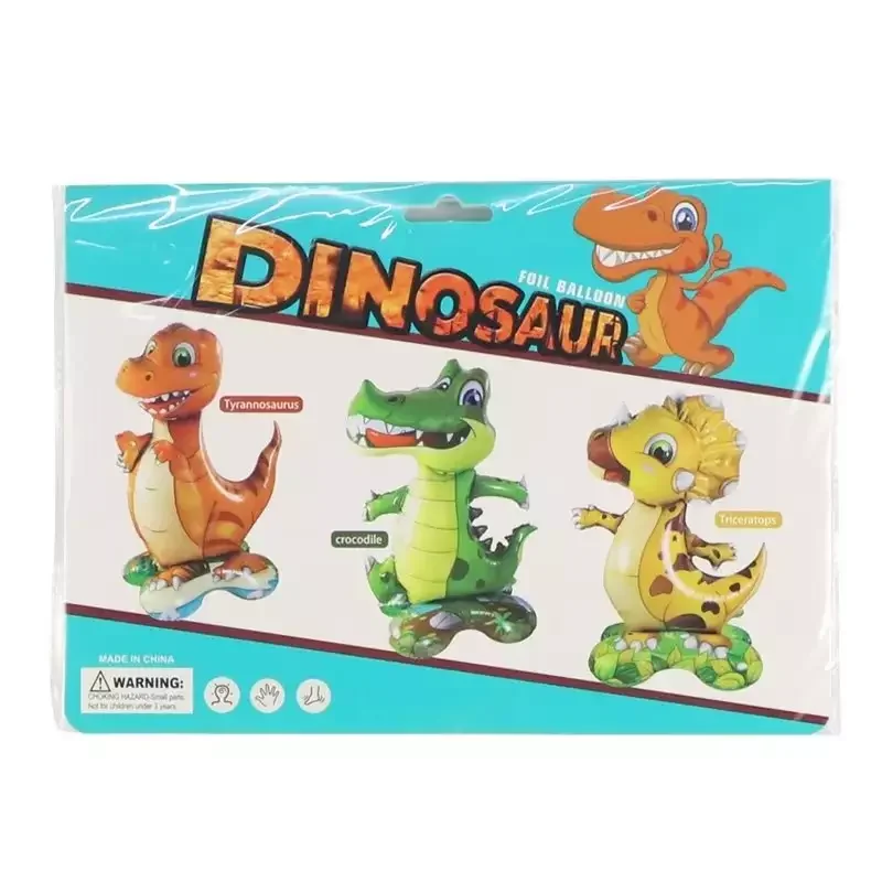China Supplier 3d Stand Dinosaur Foil Balloon Huge Jungle Cartoon Balloons For Kids Birthday Party Decoration