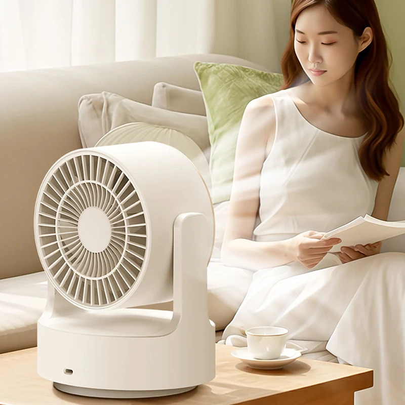 3 In 1 Small 3D Swing Head USB Charging Air Circulation Electric Desktop Desk Table Top Fan With Fill Light Mirror For Bedroom