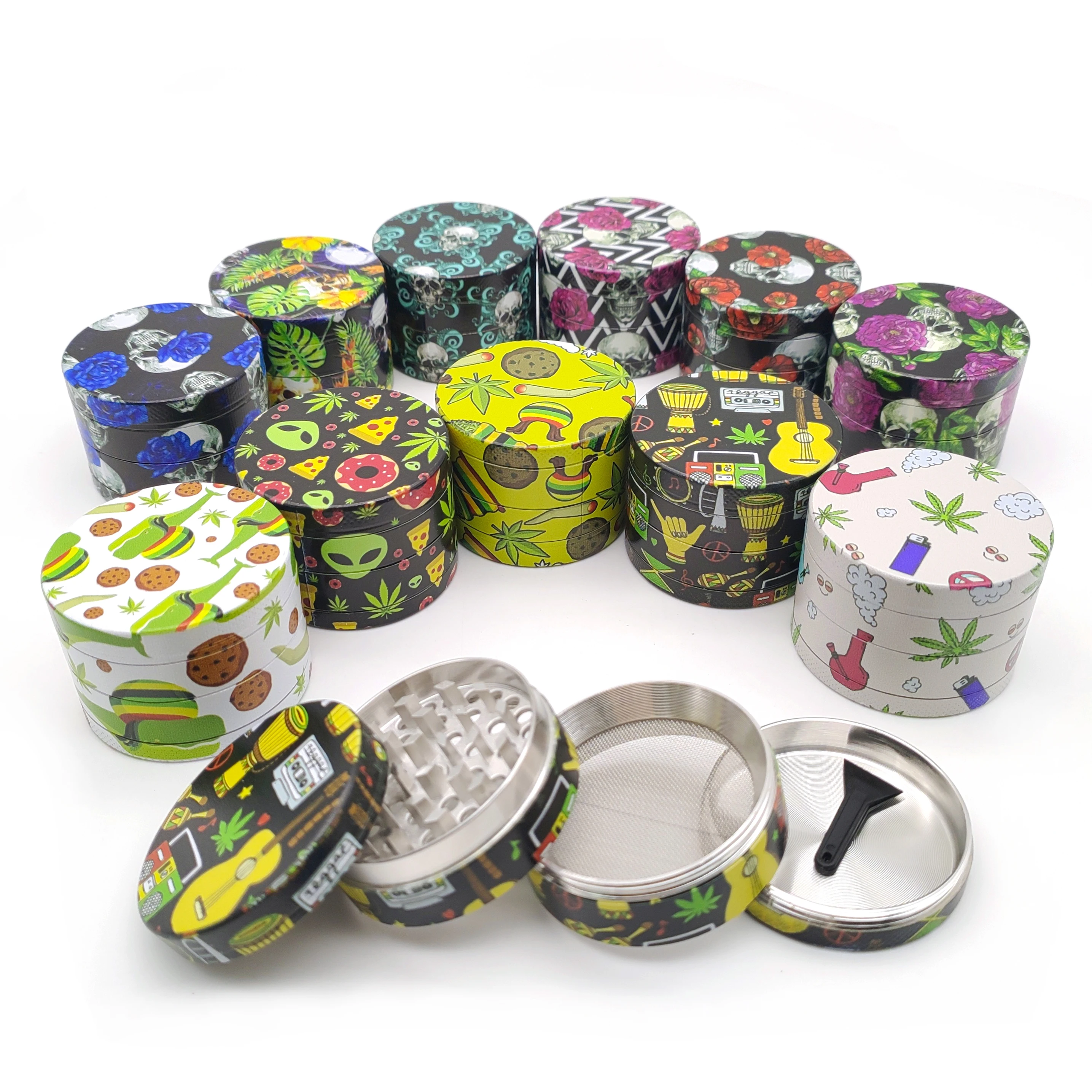 
Free Shipping Smoking Accessories 63mm 4 Parts Zinc Herb Grinder 4 Layer Mini Weed Grinder 