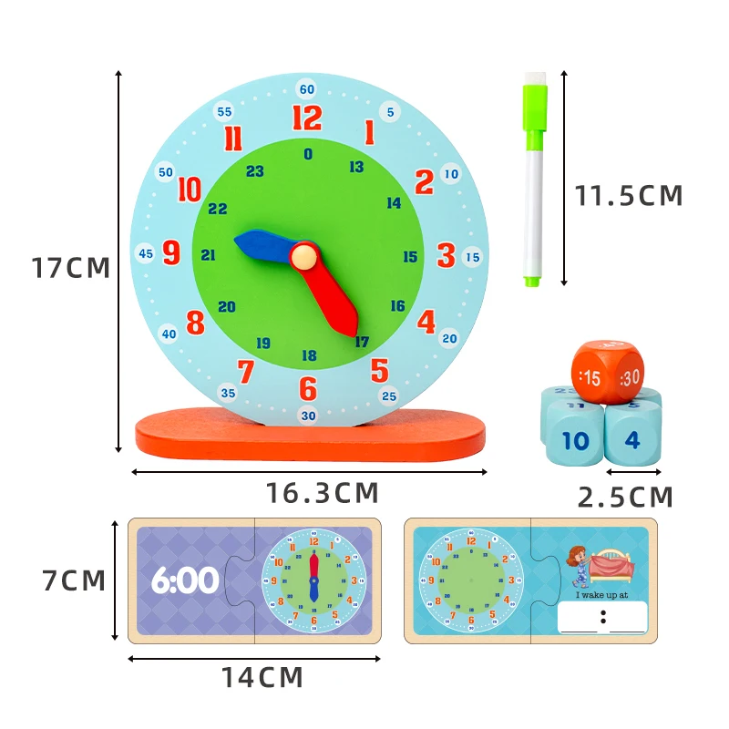 CE CPC Certificate Educational Baby Wooden Clock Toy Cute Alarm Clock Toy Time Cognition Toy