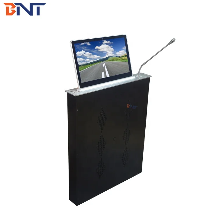 15.6 inch Slim Conference Room Office Table LCD Monitor Lifting Microphone Lift Display Conference Motorized LCD Monitor Lift Po