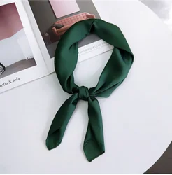 Fashion Solid Kerchief Women Scarf For Hair Green White Silk Neck Scarves Female Square Bandanas Lady Scarves
