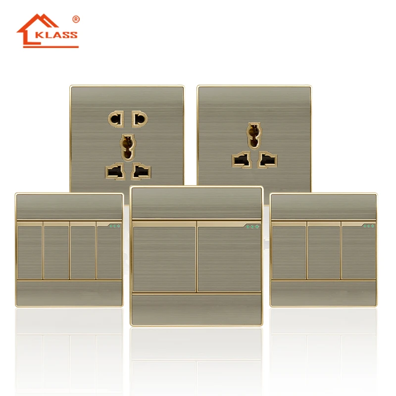 Nigeria New Design Decorative Hotel Electric Light Wall Switch and Socket Supplies 3 Years 220V 40000times