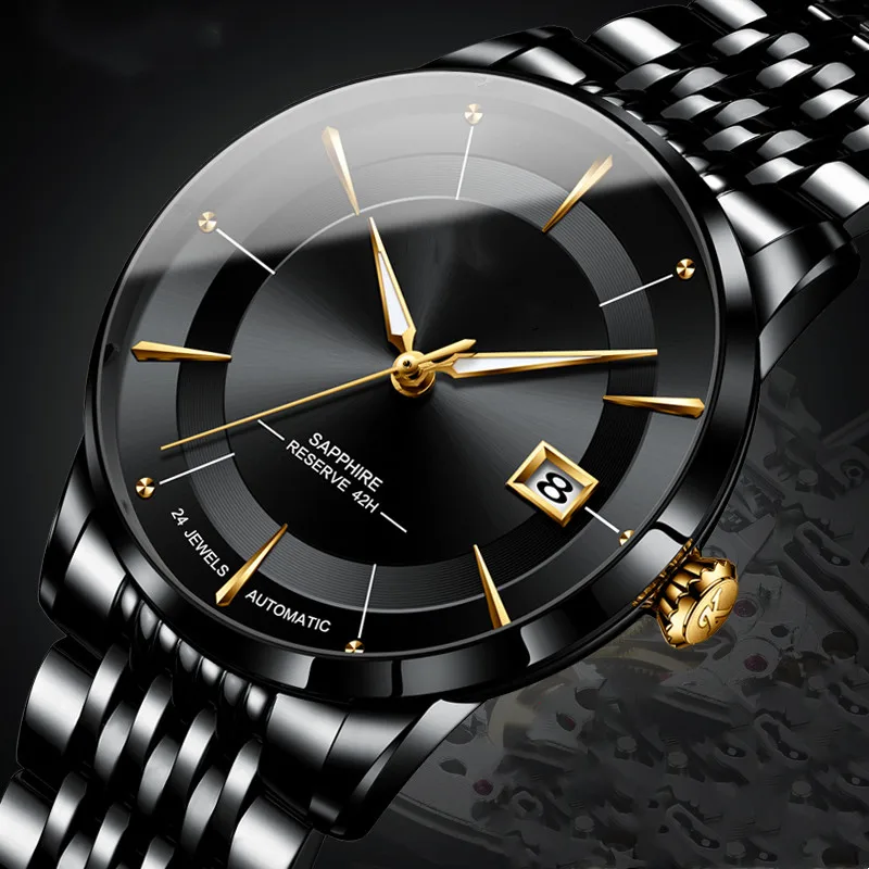 Top Quality Waterproof 904l Stainless Steel Wristwatch No Tick MGMASERATO Automatic Mechanical mens watch in wristwatches luxury