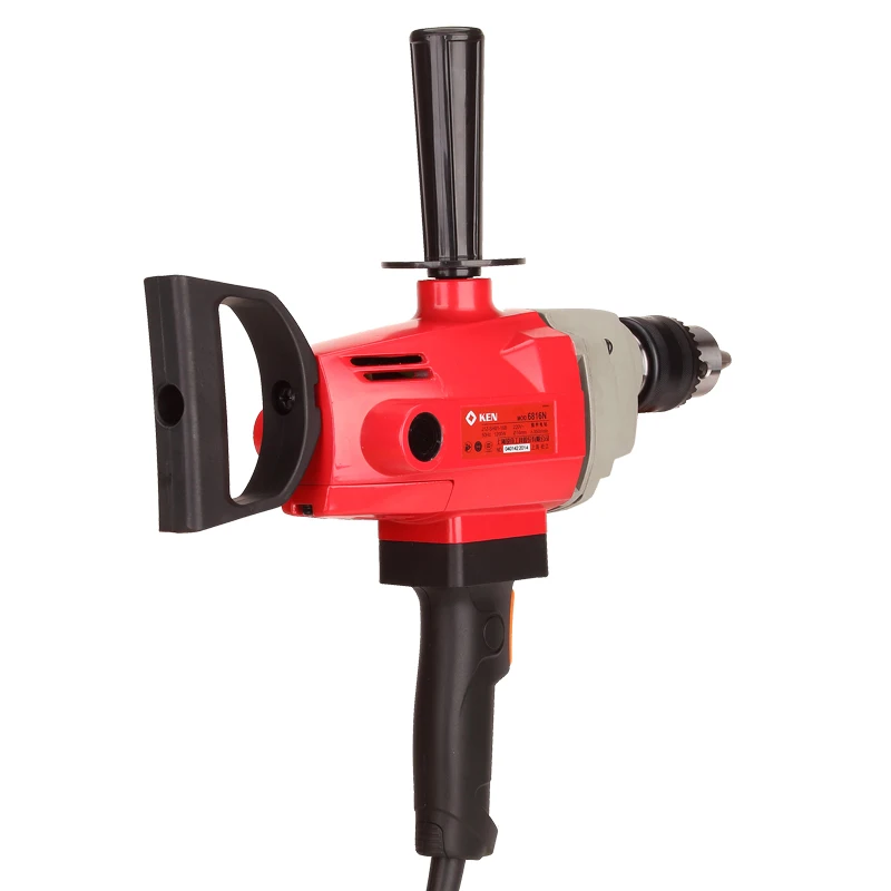 KEN 6816N Hand Electric Aircraft Drill 1200W 16mm Chuck Mixing Drill Putty Paint Cement Mixer Ash Machine