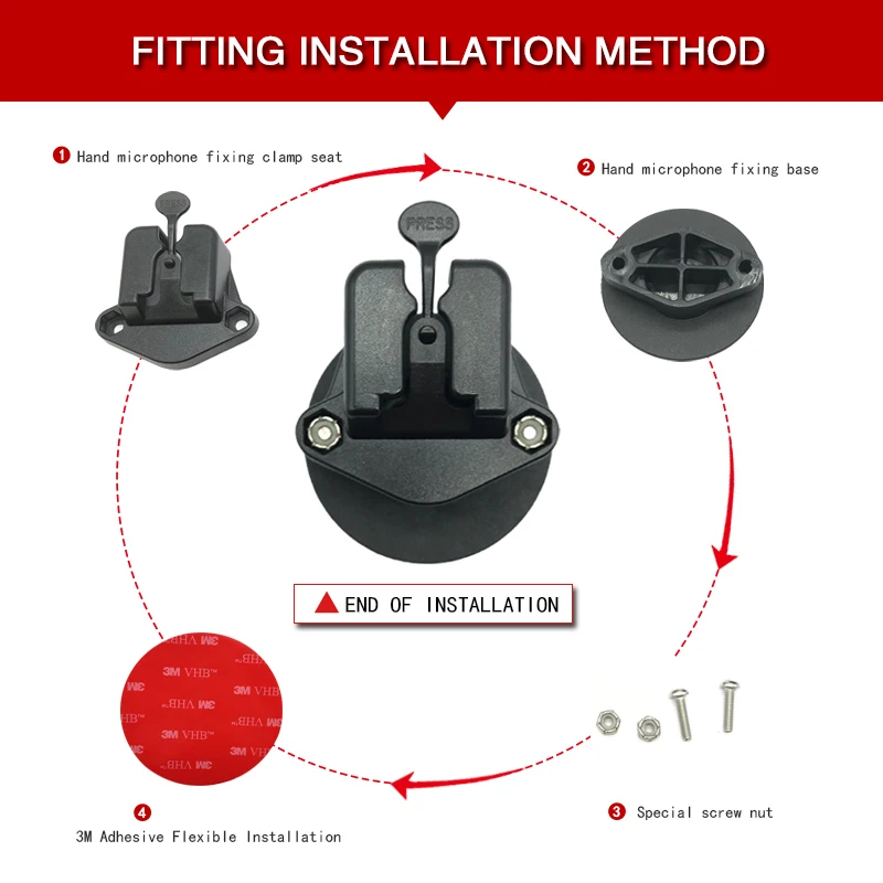 Hand cb radio holder With 25mm ball mount adhesive 3m sticky base universal receiver base walkie talkie holder car mic mount