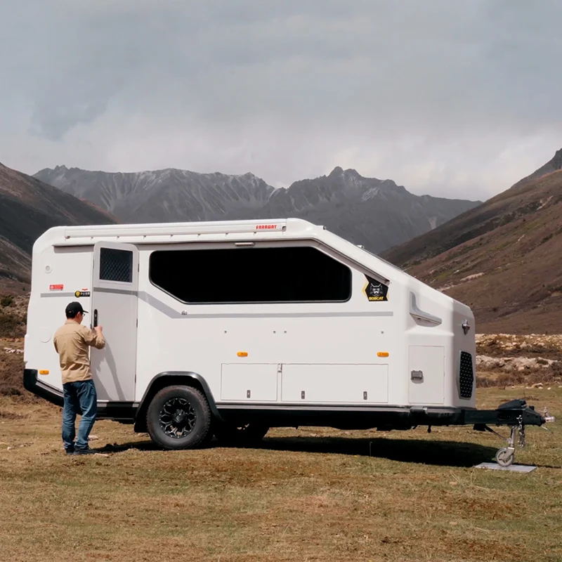 Recommended 18ft Single Axle Mover Caravan RV Cars Mini RV with Bunks Parking Electric Brake