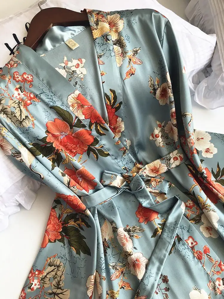 Custom 3 Pcs Printing Women Robe Sets Spaghetti Strap Cardigan Pant Set Sexy Fashion Female High Quality Pajamas