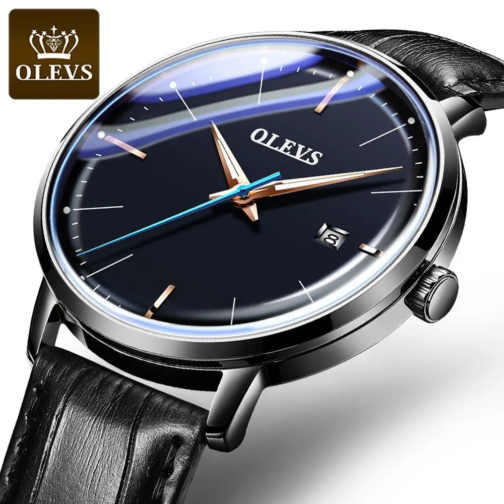
OLEVS Brand 6609 Men Fashion Sport Watch Mechanical Watch Casual Date Analog Waterproof Roman Numeral Leather Strap Boy Watch  (62449649110)