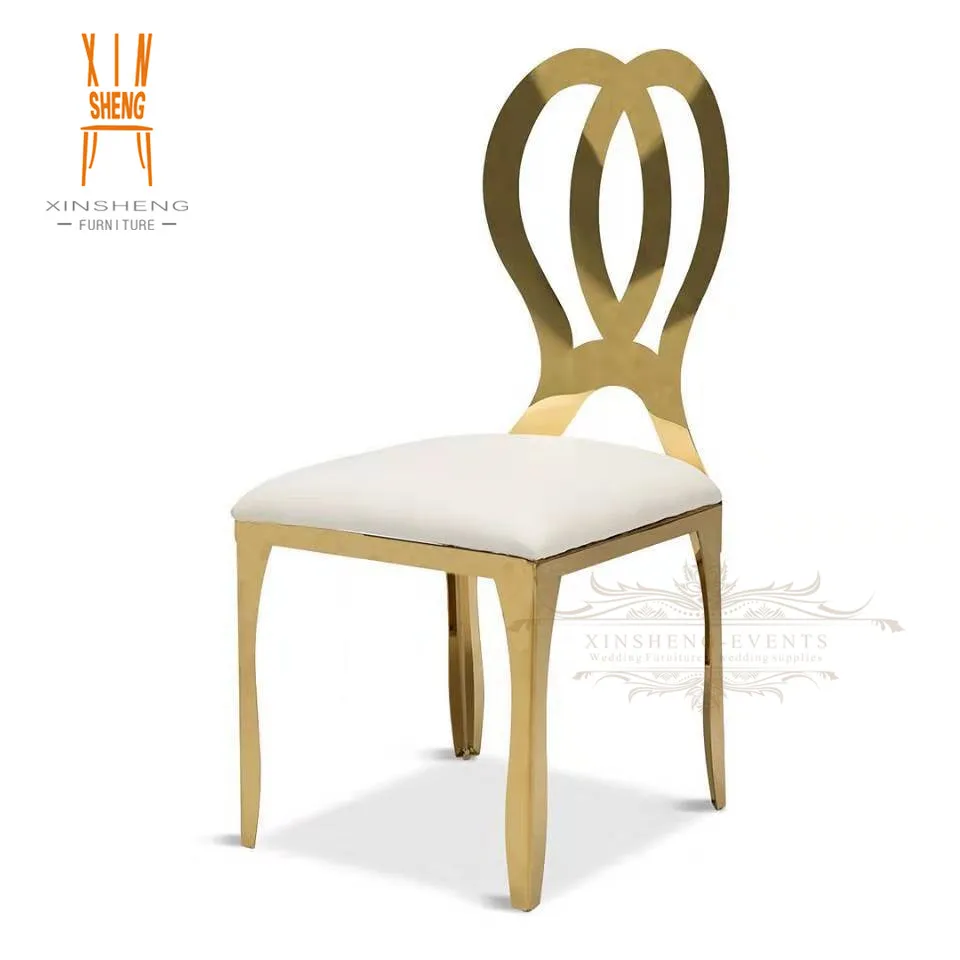 Fancy stainless steel butterfly back event gold wedding chairs