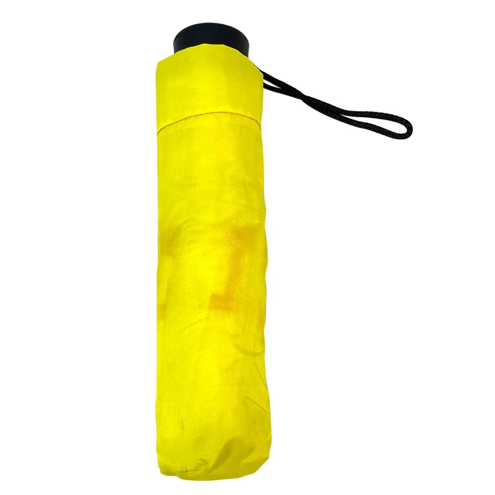 Ovida Yellow Umbrella 3Folding Manual Opening Custom Umbrella With Logo Prints Umbrellas