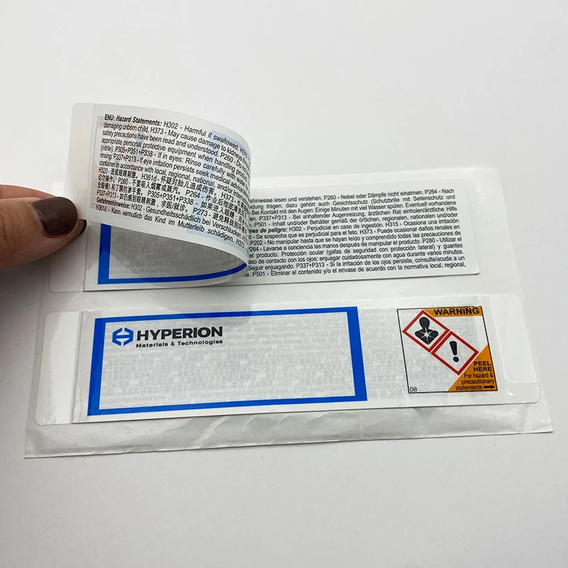 waterproof double side cosmetic label 2 layers 3 layers adhesive peel off pvc vinyl multilayer sticker for candle/ jar/ bottle