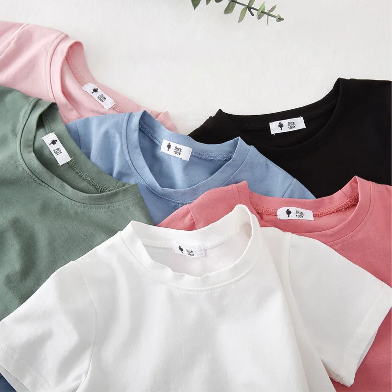 Factory Custom Logo Personalize 100%cotton Clothes Baby Clothing Thin Tops Short sleeved T-shirt For Unisex Kids