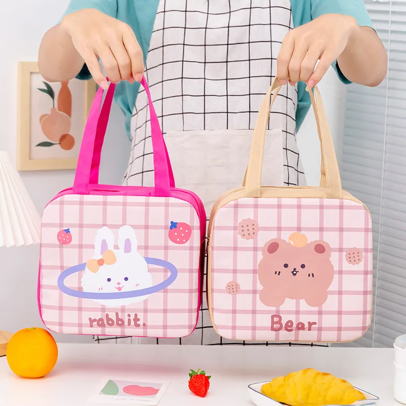 New square cartoon large capacity thermal insulation bag portable bento lunch box bag outdoor picnic food ice pack