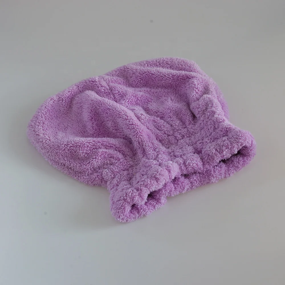 Soft Women Head Coral Fleece Microfiber Bath Hair Cap