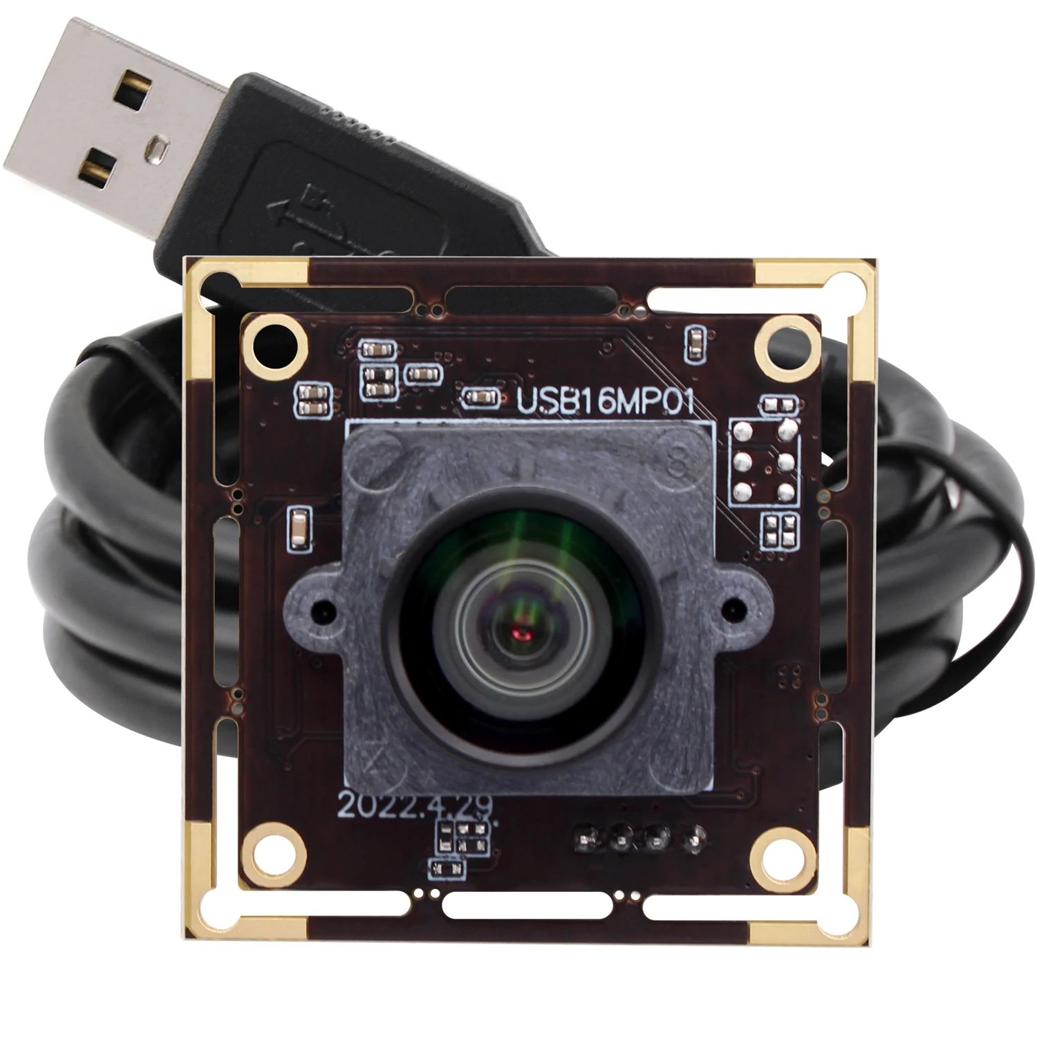 ELP 16MP USB Camera Module UVC IMX298 USB2.0 HD Mini USB Webcam with No Distortion Lens for Windows Android Linux Mac