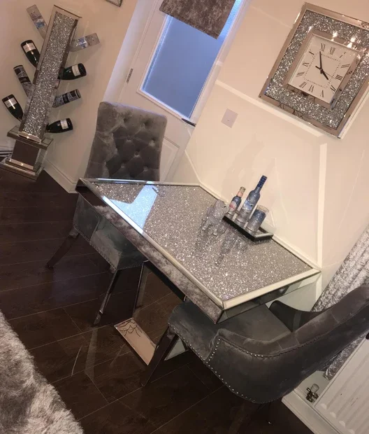 Hot Selling Diamond Crush Furniture Crystal Mirrored Dining Table