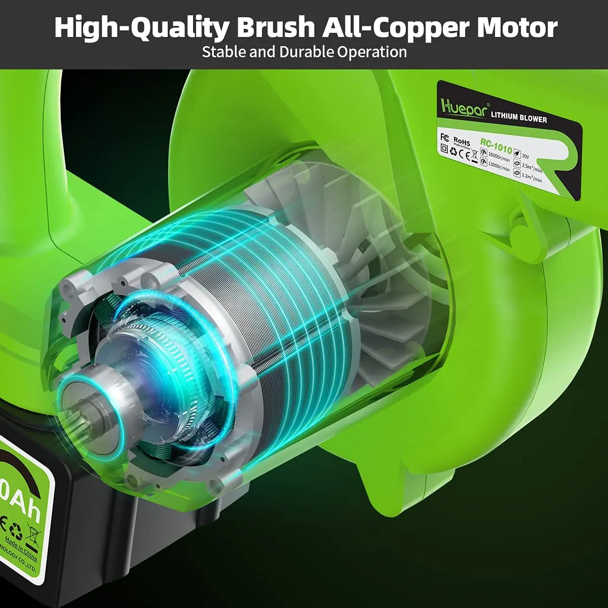 Portable Blower Cordless Electric Leaf Blower With 21V 4.0Ah Li-ion Battery and Fast Charger