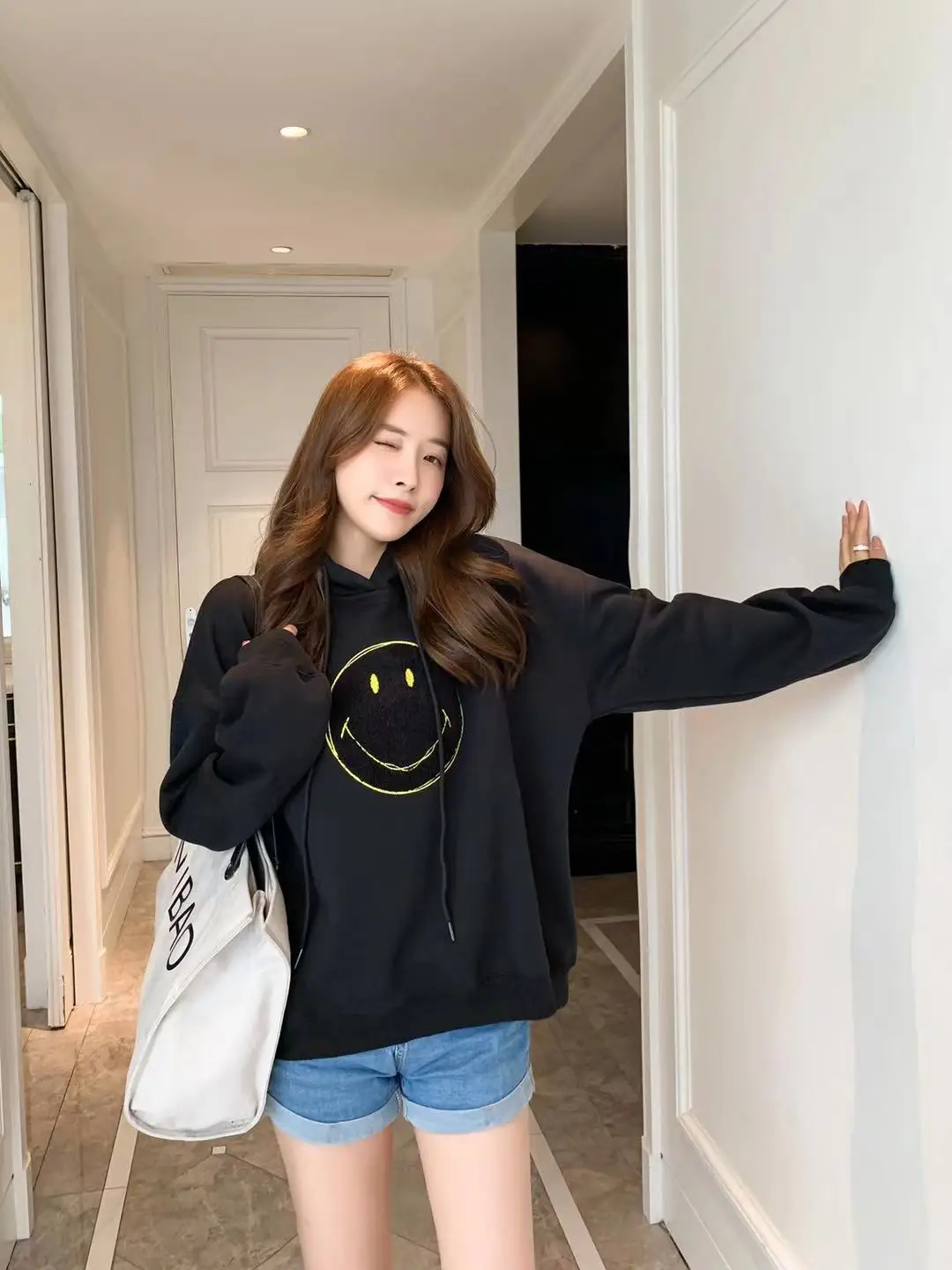 Oversize 50% Cotton 50% Polyester Hoodies Cotton Polar Fleece Women Pink Sweater Pullover Embroidery Unisex Sweatshirt