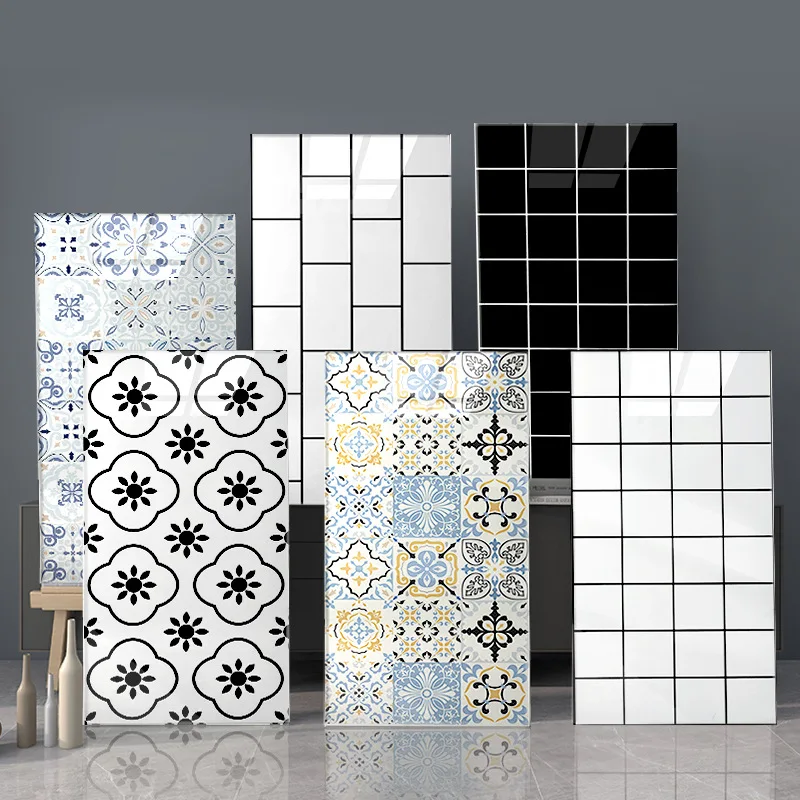 Wash Room Decor Waterproof Glossy Ceramic Wall Sticker Self Adhesive Marble Peel Wallpapers