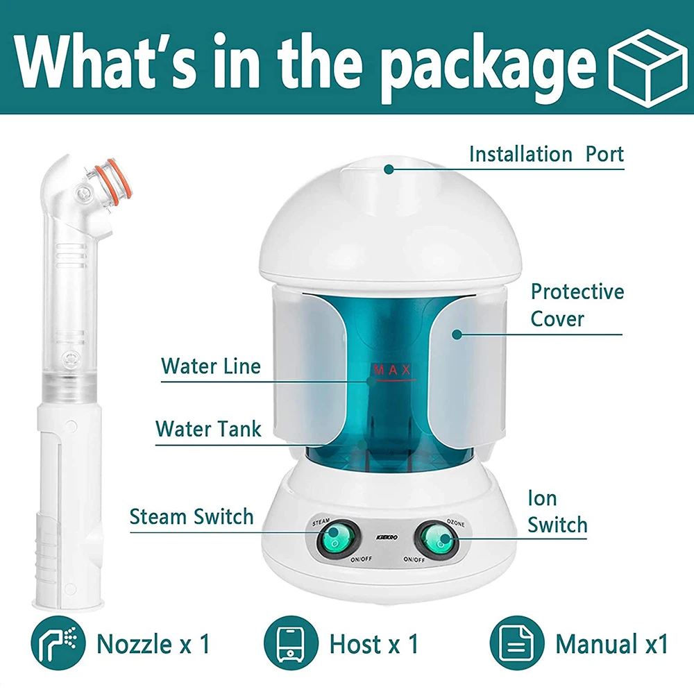 Electric Hot Mist Face Steam Machine with Ozone Table Top Mini Spa Face Steamer Design for Detoxify Skin Filling Water Quickly