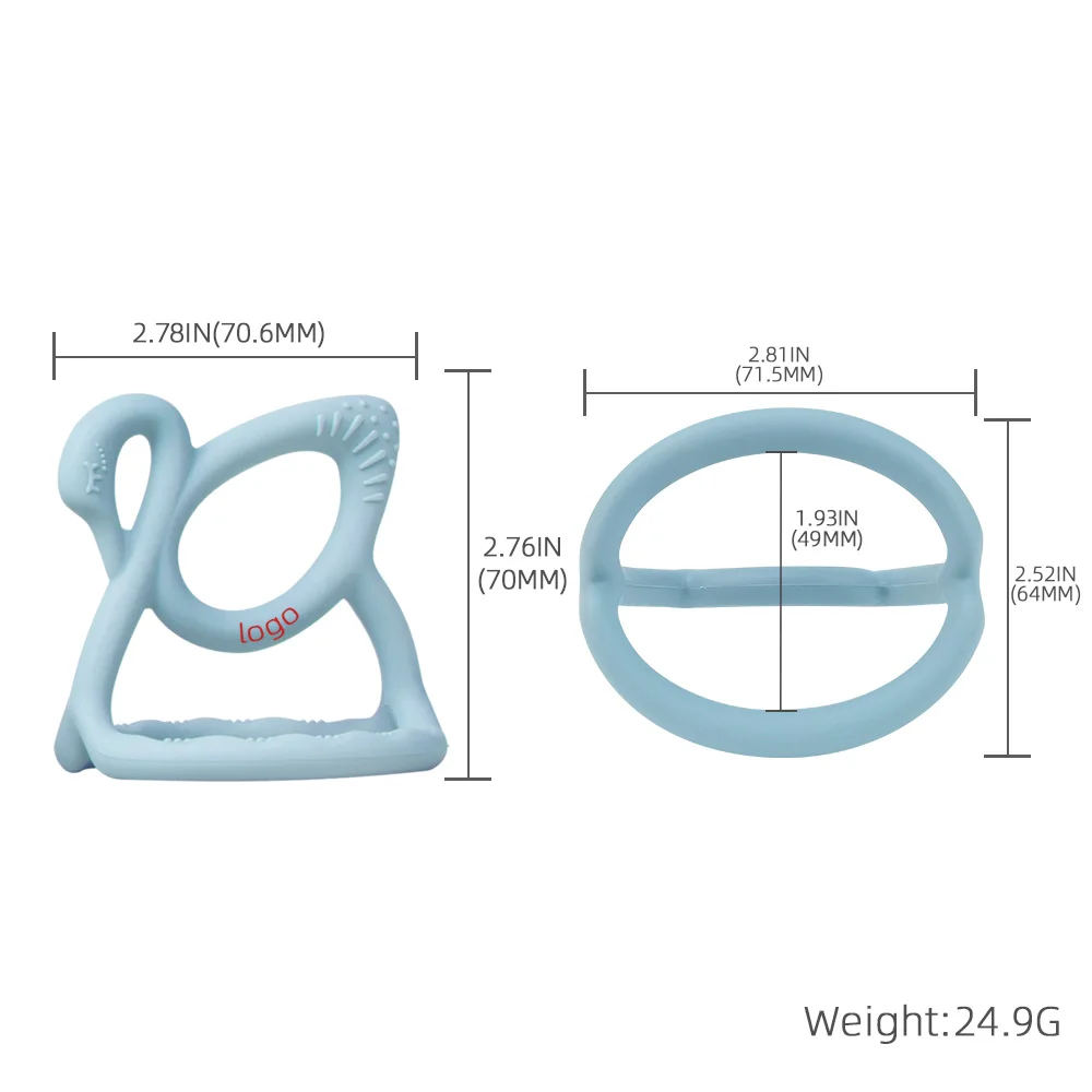 New Swan Shape BPA Free Easy to Hold 100% Food-Grade Never Drop Silicone Teether Toy for Baby