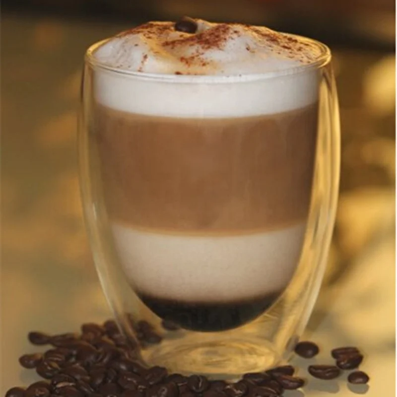 personalized glass double wall tea cup set