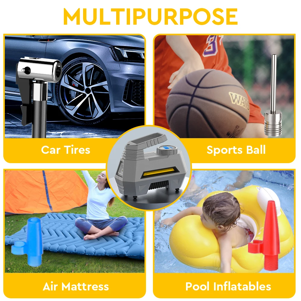 corded DC12V 150psi Electric Digital Air Compressor Pump Portable Smart Emergency Car tyre Tire Inflators