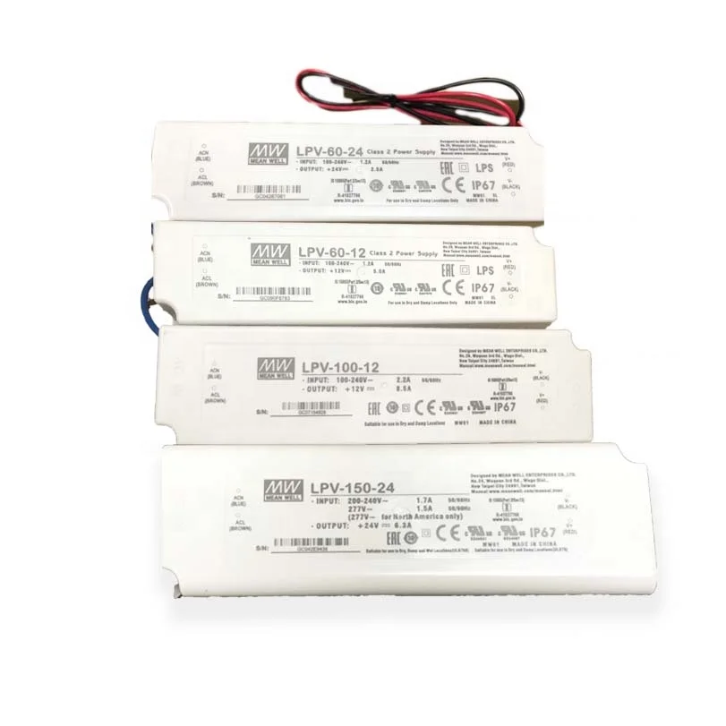 Meanwell бренд 50 Вт 100 Вт 150 Вт 24 В LPV-20-24 LPV-35-24 LPV-60-24 LPV-100-24 LPV-150-24 светодиодная мощность IP67 водонепроницаемый светодиодный драйвер