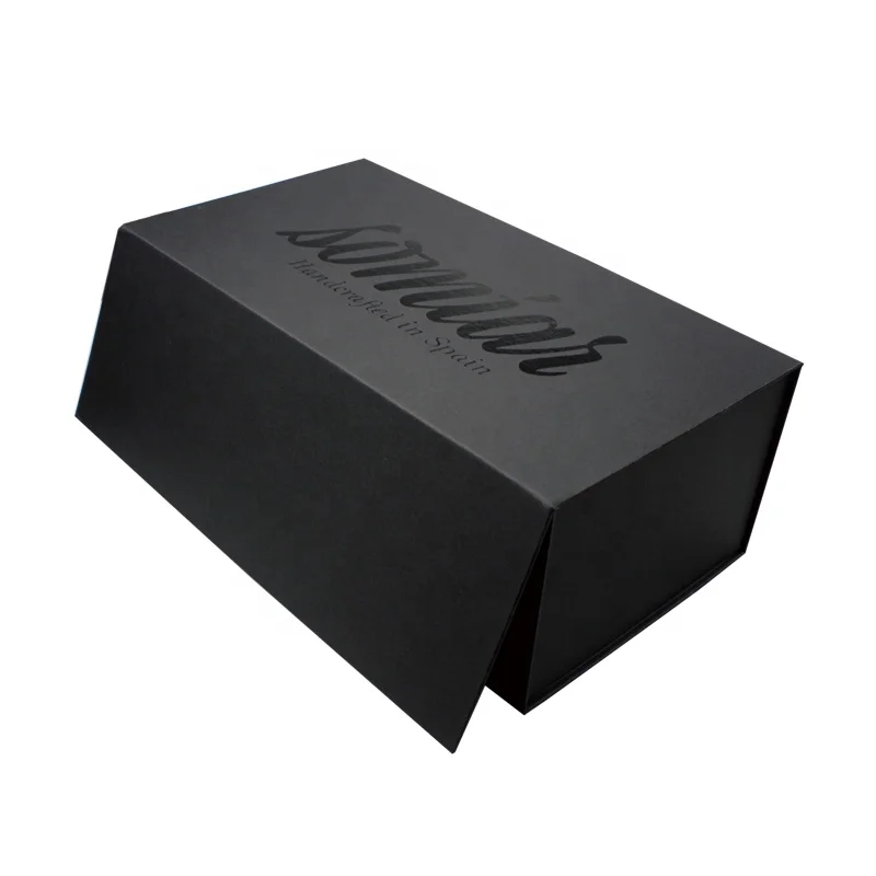 Custom Black Box Packaging Foldable Luxury With Spot Uv Logo