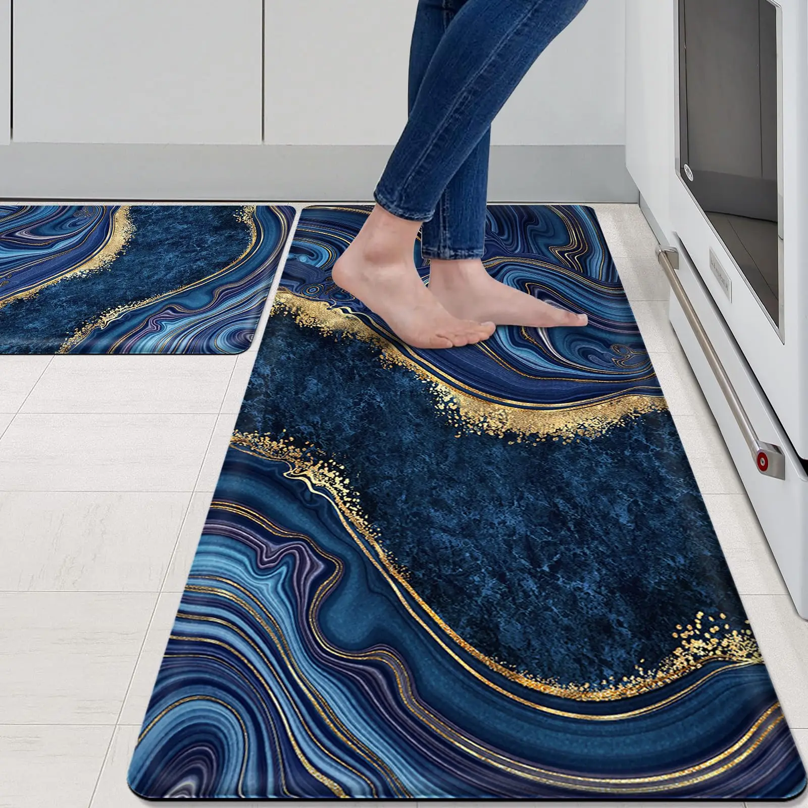 Kitchen Mat for Floor Non Slip Kitchen Mats Sets, Waterproof PVC Cushioned Anti Fatigue Kitchen Rugs for Home, Office