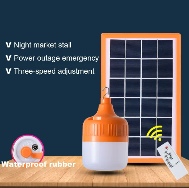 20w 40w 60w 80w Indoor Rechargeable Portable Smart Camping Usb Charger Solar Led Flash Hanging Lamp Lighting Solar Light Bulb